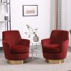 product-fancy-293ded22-381a-4ff1-a59c-c05aa7f12566 360° Rotatable Bedroom Comfort Cinema Chair with Golden Stainless Steel Base Circular Bar Stool ( Set Of Two)