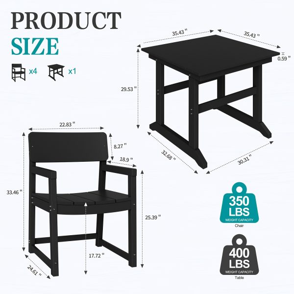 5- And 7pcs Patio Dining Set, Outdoor Table And Chairs, All Weather Furniture with Umbrella Hole for Backyard Garden Deck Lawn Pool
