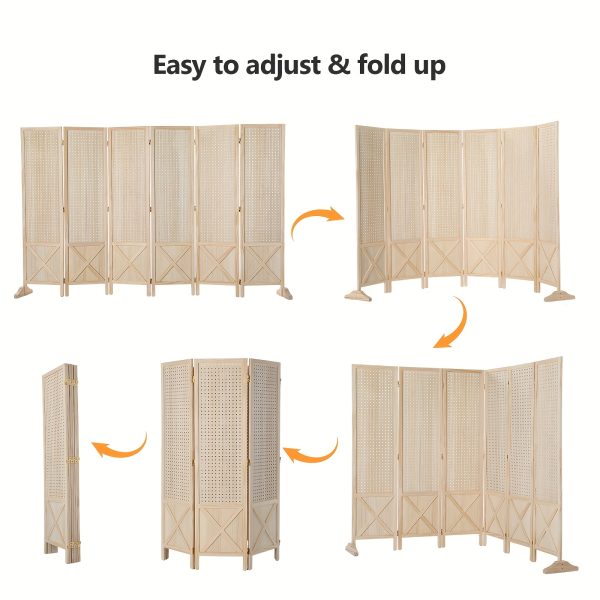 Bonnlo & MDF Freestanding Pegboard Room Divider - Folding Privacy Screen with Wood Panel Partition, Lightweight Space Separator Suitable for, Office, Events, Retail Display
