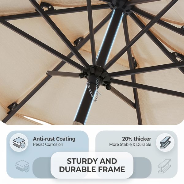 product-fancy-2971e844-213c-41a5-9545-a46ecc7115af 10Ft 3 Tiers Market Umbrella Patio Umbrella Outdoor Table Umbrella With Ventilation, Outdoor Umbrella For Patio, Pool Umbrella, Polyester Canopy, Suitable For Patio, Pool, Garden, Backyard, Deck, Base Not Include, Father'S Day Gift