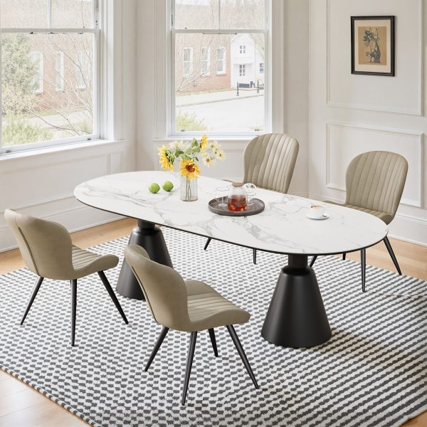 product-fancy-297b1a25-abd4-4820-970c-a55894ddebb1 Set Of 2/4 Dining Chairs - Boucle Upholstered Kitchen Chairs with Curved Backrest & Metal Legs - Mid Century Modern Round Dining Room Chairs for Vanity, Living Room
