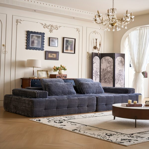 product-fancy-29ab4861-42ed-4132-bb0c-57af4559cab6 L Couch Sofa Sectional for Sofa Living Room Convertible Couch Bed with Deep Seats Lounge Chairs, Corduroy, Boneless Sectional Couches, Living Room/Bedroom - Modular Living Room Furniture Set Ideal Multifunctional Couch - No Assembly Required (Black