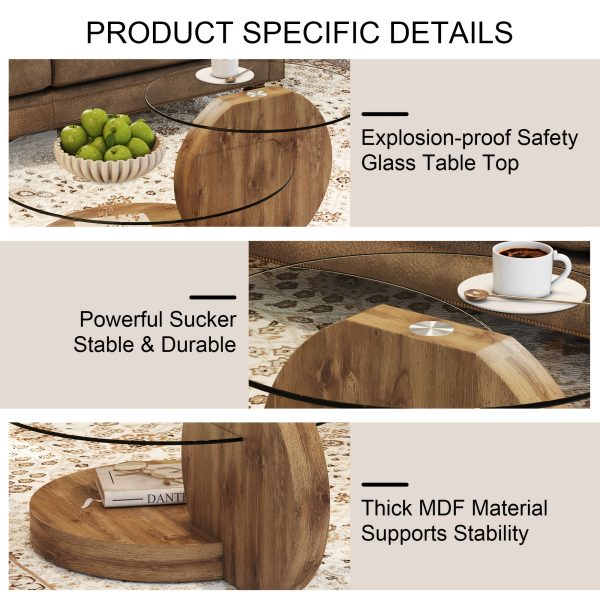 product-fancy-29b559bc-3af5-4ff4-99e9-b532e96ce59a Glass Coffee Tables for Living Room Round Coffee Tables Modern Double Layer Round Table Circle Coffee Table for Small Space Home Office, Durable And Not Easily Broken, Easy to Assemble, Fashionable Design Feel (42 Inch X 17 Inch)