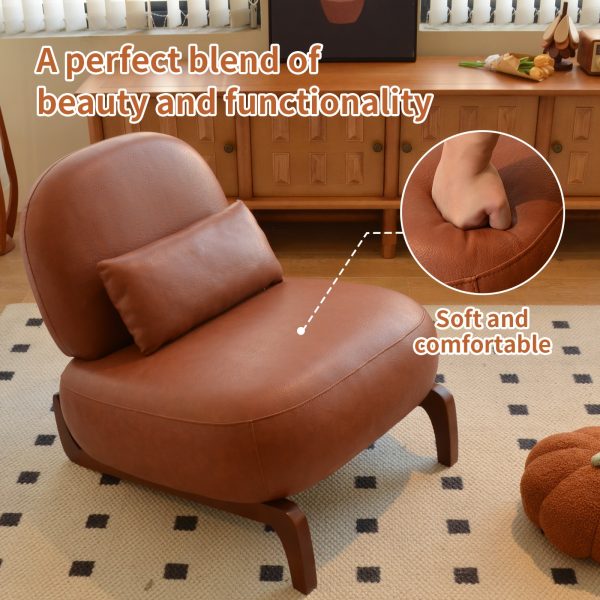 product-fancy-29bea079-5367-40b4-84d3-c89e683c3ded Cute Accent Chair with Solid Wood Legs, Velvet Living Room Chair with Soft Cushion, Cozy Bedroom Chair, Comfy Armless Reading Chair for Apartment, Waiting Room, Balcony