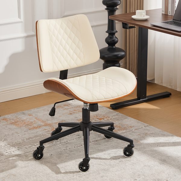 product-fancy-29dc963c-d917-4c51-be19-2286b31c9b6f Armless Home Office Executive Chair, Desk Chair with Low Back Lumbar Support, Ergonomic Computer Desk Chair with 360° Swivel Wheels for Adult Work And Study, Black/Beige/Brown