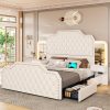 product-fancy-29fc16b6-d2e0-42d8-a1c8-e872457ca791 Queen Size Bed Frame with 2 Nightstands with Mirror, Modern Platform Bed Frame with 53" Tall Headboard and 4 Storage Drawers