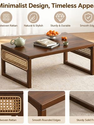 Foldable Bamboo Picnic Table - Portable Patio/Garden Coffee Table, Suitable for Backyards, Patios, And Balconies. Lightweight, Low Camping Coffee Table. A Must-Have for Spring Easter Garden Parties. Compact Floor Table with No Installation Required