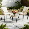 product-fancy-2a10e7f0-5882-4d5f-b78e-05f7b5401a14 Rattan Patio Bistro Set | Outdoor Balcony Furniture, Table and Chair Set, Suitable for Porch Backyard Patio, Yellow/Beige