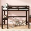 product-fancy-2a1c4de4-a105-4e47-aa70-bfaa00559848 BELLEMAVE Twin High Loft Bed, Rubber Wood Loft Bed with Safety Guardrail, Built-In Desk, Ladder, Espresso