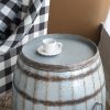 product-fancy-2a236cbf-22d0-43f7-a0f6-4371a7b4a604 Barrel Shaped Side Table, Wine Cabinet, Coffee Table with Storage Space, Western Cowboy Style, Sturdy Metal Cast Small Coffee Table, Suitable for Sofa Side, Study, Living Room, Backyard Garden Terrace