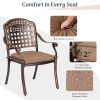 9pcs Cast Aluminum Outdoor Patio Dining Set - Ornate Scrollwork Design, Weather-Resistant Rust-Proof Frame, Oval Table And 8 Cushioned Chairs, Suitable for Garden, Backyard And Poolside Seating
