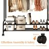 product-fancy-2a2dc7b5-091d-461e-a377-e95e6454a1cb Durable Metal Hanger With Double Poles And Wheels, Equipped With Shelves And Hooks, A Multifunctional Wardrobe Solution Suitable For Independent Metal Hangers In Bedrooms, Laundry Rooms, And Living Rooms.