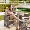 4pcs Outdoor Seating Arrangement, Durable Grey Rattan Garden Furniture Collection, Wicker Sofa with Chairs And Coffee Table, High-Back Rattan Loveseat with Comfortable Cushions for Patio, Available in 3 Fabric Color Choices