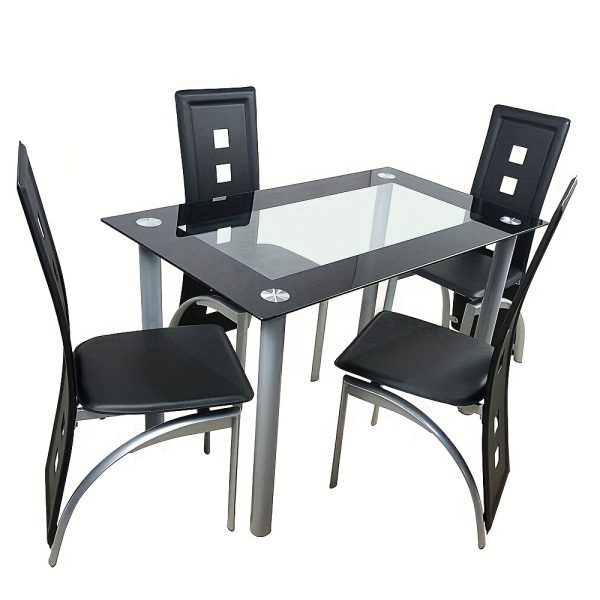 product-fancy-2a68c47b-e2ad-4419-b757-972095cd9d62 4pcs Hollow Decoration PU Leather Dining Chair Black