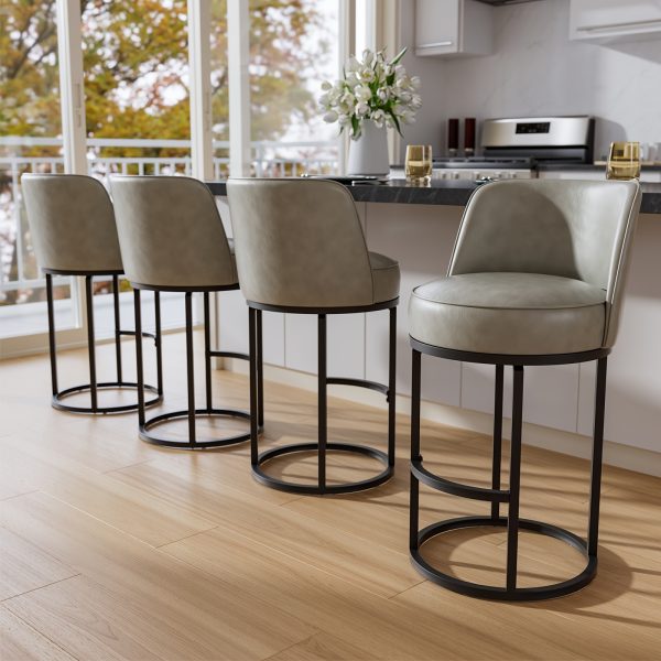 Office Products Office Furniture Guest & Reception Chairs, Counter Height Bar Stool, Swivel Barstools Set of 4, Upholstered Barstools with Backs, Metal Base, 26" Seat Height, White/Brown/Gray/Green