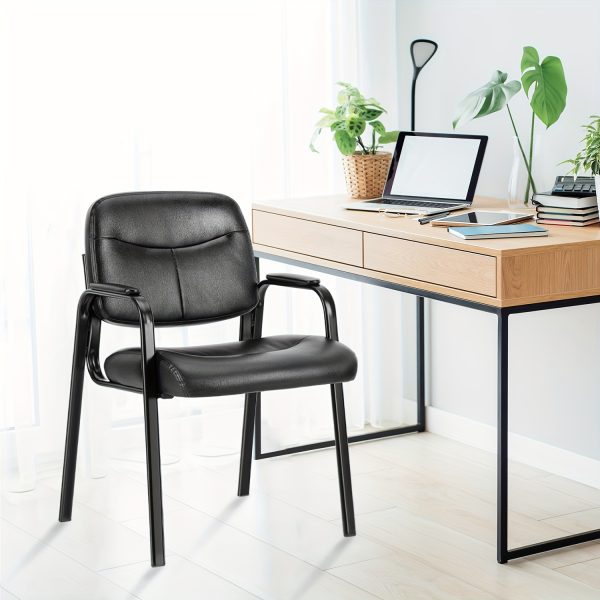 product-fancy-2a9fedc3-9d1f-4541-8695-6c891e0b8a63 Waiting Room Chairs - 2pack - No Wheels - Leather Guest Chair With Padded Arm - Office Reception - Guest Chair - Conference Room - Lobby Table Side - Salon Home - Black