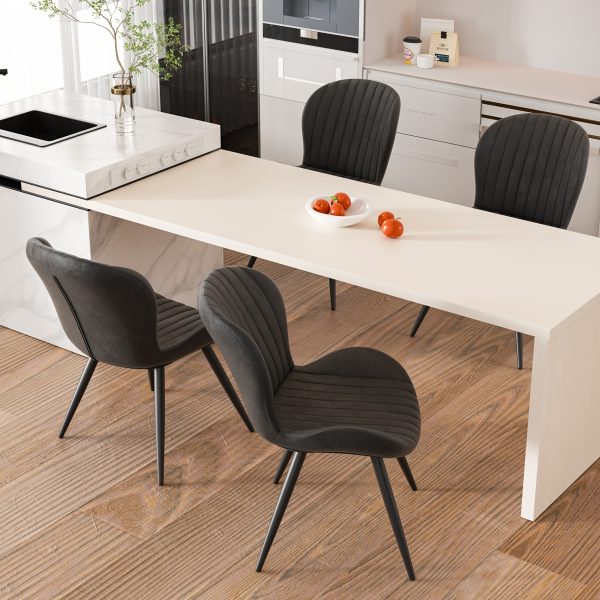 product-fancy-2afc0ef4-1c3c-46ab-9966-b9df225cd397 Set Of 2/4 Dining Chairs - Boucle Upholstered Kitchen Chairs with Curved Backrest & Metal Legs - Mid Century Modern Round Dining Room Chairs for Vanity, Living Room