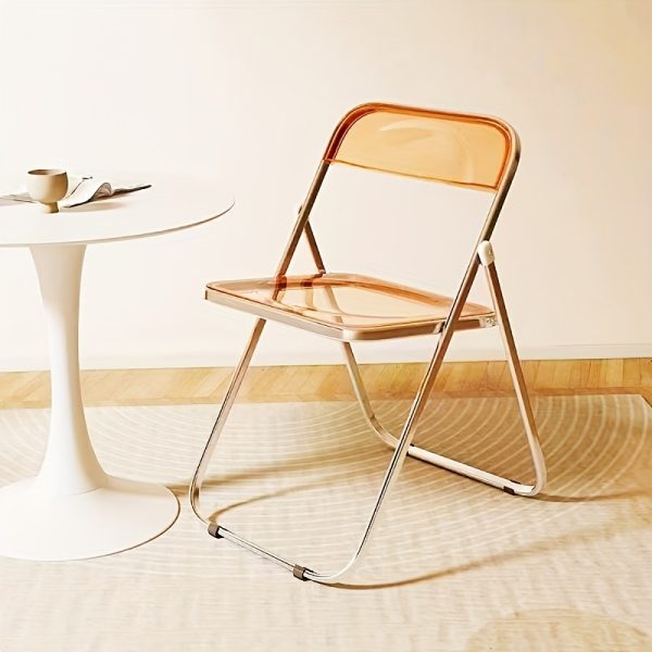 product-fancy-2b05d5f1-ffdc-4d66-b84b-0febe1e1d5be Easy Photography Clothing Store Stool, No Cushion Design, Transparent Acrylic Folding Chair, Suitable for Restaurants, Offices, Reception Areas, Etc., Modern Minimalist Style Living Room Chair