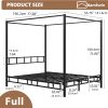 [Queen Canopy Bed Frame] Full Queen Canopy Bed Frame With Headboard And Footboard, Mattress Foundation Platform With Metal Slats Support, No Box Spring Needed, Easy Assembly, Black