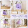 product-fancy-2bb42c40-a978-4552-ae9d-dc662c5482a7 Girls Vanity Chair with Backrest, Small Lounge Chair Without Wheels, Comfy Chair with Bow Cushions, Makeup Chair with Adjustable Golden Legs, Comfortable Chair for Bedroom, Living Room, Small Space