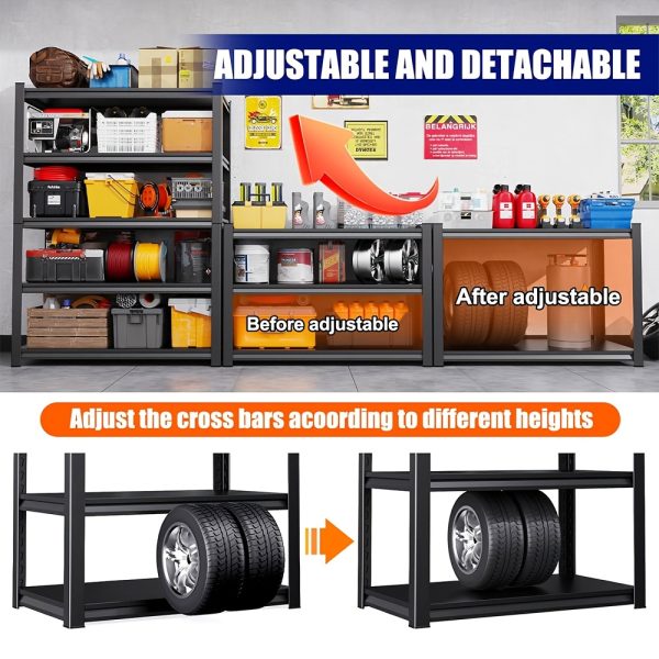 product-fancy-2bbec923-a150-4b24-b553-bac691fac376 72''H 5-Tier Metal Bookshelf, Freestanding Heavy Duty Storage Shelving Unit, Industrial Metal Frame Book Organizer Rack, Display Shelf for Home Office Bedroom Living Room Kitchen Garage Corner Organization