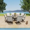 9pcs Aluminum Outdoor Dining Table And Chair Set, Suitable for 8 People, The Set Includes 1 Round Table, 8 Chairs, with Cushions And Back Cushions, Suitable for Outdoor Garden Terrace Furniture Set