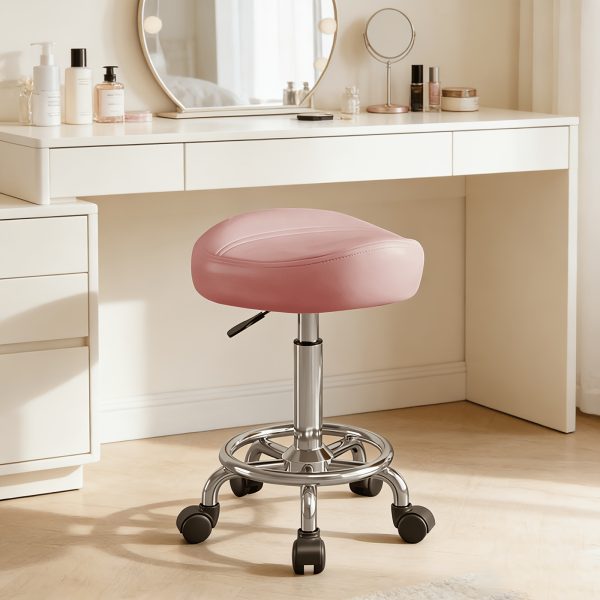 Adjustable Rolling Saddle Stool for Salons And Spas - Oval Beauty Chair on Wheels for Hair Stylists And Nail Technicians, Ideal for Salon Furniture, Spa Seating, And Comfortable Mobile Seating with Back Support