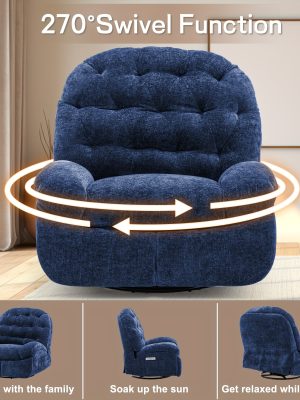 Large Swivel Recliner, Adult Rocking Electric Recliner, Electric Recliner, Comfortable Soft-shell Recliner, with USB Port And Living Room Storage Space, Chenille Fabric, Free Shipping