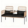 product-fancy-2c0ffec1-d33a-412f-bfcd-2d759daa452a Modern Outdoor Rattan Sofa with Table - Ideal Patio Set with Cushions And Glass Coffee Table for Your Balcony, Lawn, Garden, Or Backyard