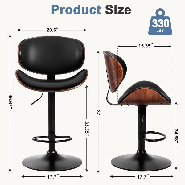 product-fancy-2c2221e3-91b5-4680-9522-b7652f17294a Two Piece for bar Stool Set with Adjustable Height, Featuring PU Leather Seat Cushion, Ergonomic Backrest, And Footrest, Plus Non-Slip Rubber Base Perfect for Bars And Home Kitchen Islands.