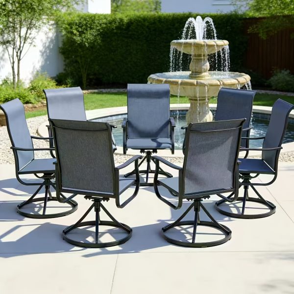 product-fancy-2c683c52-d313-4fe0-a30f-bf199690aa8d Patio Swivel Chair Set Of 2/4/6 Outdoor Dining Chairs W/High Back And Breathable Textilene, 350 LBS Capacity, All Weather Patio Rocking Chairs for Garden Backyard Deck