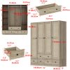 product-fancy-2c8e3551-472d-4355-aff4-5689b95f874f 4-Door Wooden Armoire Wardrobe Closet with 5 Drawers, Checkered Storage Area & Hanging Rods, Clothes Organizer for Bedroom, Modern Design