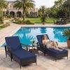 [3pcs Wicker Chaise Set] LEVELEVE 3pcs Outdoor Wicker Chaise Lounge Set with Foam Cushions & Tea Table - All-Weather PE Rattan Recliner Chairs Suitable for Backyard, Poolside, Patio Furniture, Adjustable Chaise Loungers for Deck, Porch, Garden