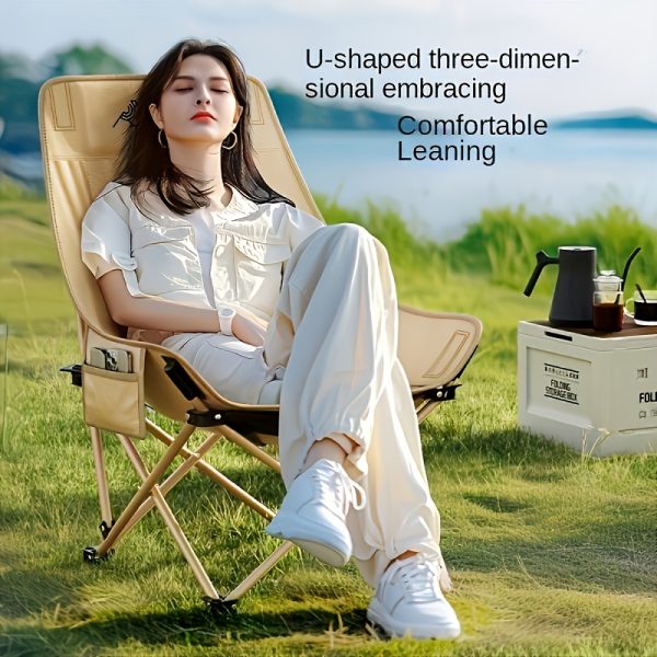 product-fancy-2ca25e42-c3b9-41ea-bf25-7aa8941bc1a1 2 High-backed Moon Chairs Come with A Storage Bag for Easy Folding And Storage - Durable Iron Alloy, Suitable for Courtyards, Outdoor Leisure, Camping And Fishing Beach Chairs