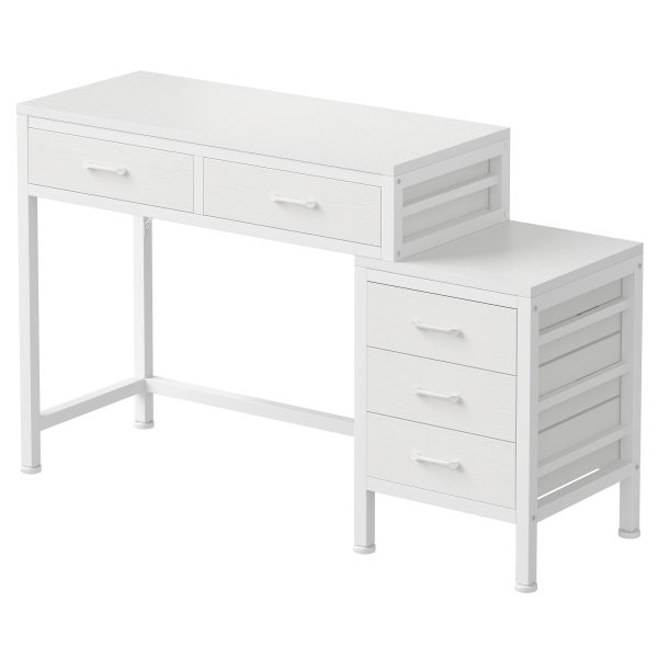 product-fancy-2ca83251-2410-431b-91c2-47084c043d9d 51in Retro Industrial Writing Desk with 5 Drawers & Printer Stand