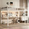 product-fancy-2cb64d37-4b02-417a-ac74-7c547aefc12c BELLEMAVE Queen Size Heavy-Duty Metal Loft Bed Frame with Built-In Desk, Side Ladder And Full Safety Guardrails, Noise-Reduced Loft Bed, No Box Spring Required, Modern Bedroom Furniture for Small Apartments, Off White