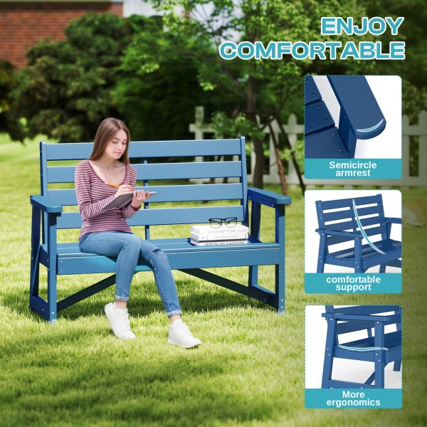product-fancy-2cce0ff5-ea0c-48c4-b57f-0f39815bbbba 51.5' Outdoor Bench Heavy Duty HDPE Garden Bench for Patio, Park, Porch & Backyard Comfortable 2-Person Seating Rust-Free & All Weather Resistant