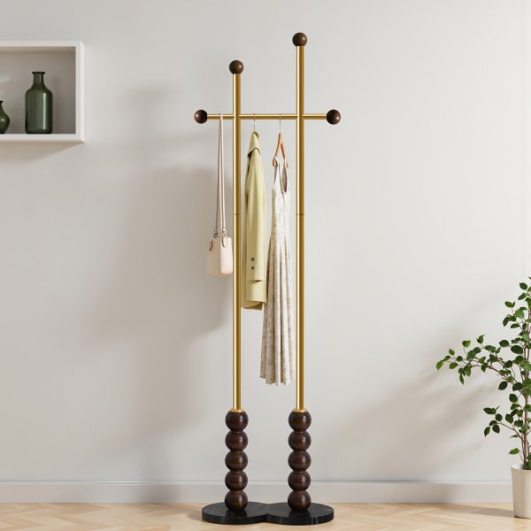 product-fancy-2cd6f5da-e9aa-4bb5-90f7-7a6b3d7c9488 Metal Freestanding Coat Rack with Stainless Steel Double Rods & Marble Base, Hanging Clothes Rack for Entryway, Hallway, Bedroom, Living Room, Hallway Organizer, Entryway Storage, Contemporary Furniture, Modern Coat Hanger, Durable Construction, Highquality Materials, Freestanding Hanger, Versatile Organizer, Apartment Living, Interior Decorators