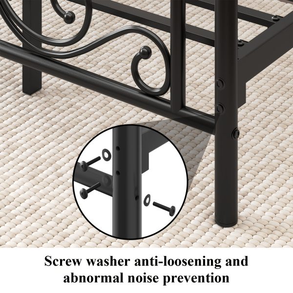 Bed Frame with Under-Bed Storage, Metal Platform Bed with Vintage Butterfly Pattern Headboard and Footboard, Twin/Full/Queen Size, No Box Spring Needed, Easy to Assemble, Noise-Free, Black/White
