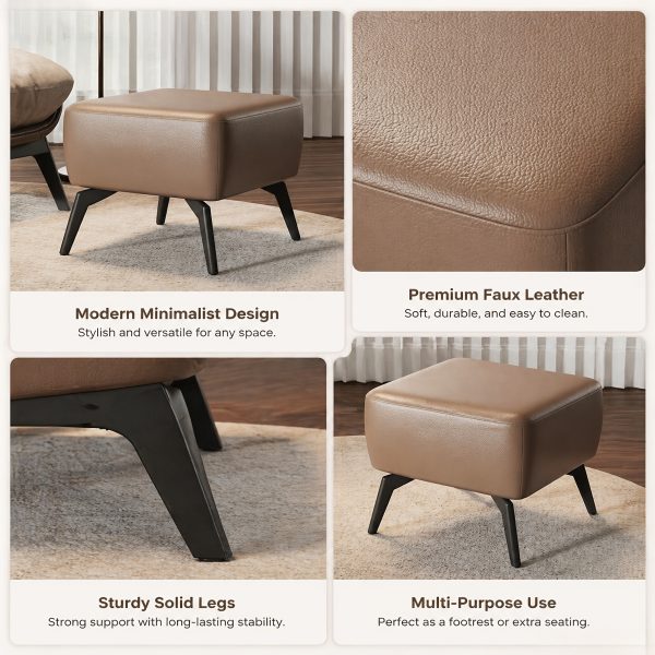 product-fancy-2cef8135-8a3a-4b5b-9c10-76adc85e4228 Modern Single Sofa Chair with Ottoman Footrest - Comfortable Armchair with Armrests, Solid Wood Frame & Cushioned Seat, Beige/ Brown/Black/Navy Blue/Gray Upholstered Fabric Accent Chair for Living Room, Bedroom, Balcony - Easy Assembly Required, Space-Saving Design, Foam Padding & Sturdy Hardwood Construction, Minimalist Style, Versatile for Reading or Relaxing