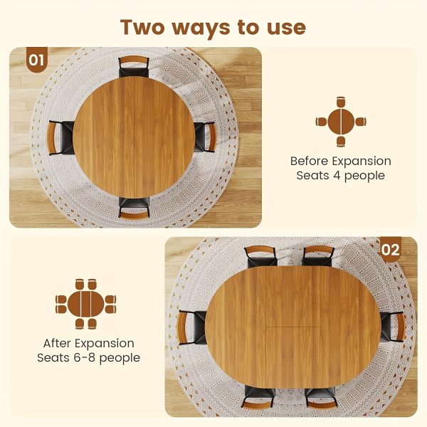 product-fancy-2d1335df-44c2-4c20-91ec-d955fc5861e4 5pcs Kitchen Table Set with Round Extendable Dining Table for 4-6 Individuals, Ideal for Compact Dining Areas