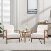 product-fancy-2d21657e-ece4-407a-8597-a6176e8f4df9 Mid-Century Modern Upholstered Accent Chair with Solid Wood Frame & Extra Pillow, Linen Lounge Reading Armchair for Game & Recreation Room Furniture