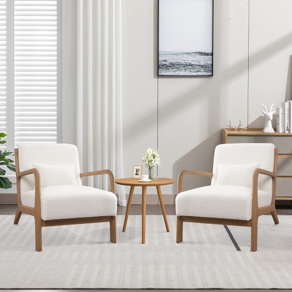 product-fancy-2d21657e-ece4-407a-8597-a6176e8f4df9 Mid-Century Modern Upholstered Accent Chair with Solid Wood Frame & Extra Pillow, Linen Lounge Reading Armchair for Game & Recreation Room Furniture