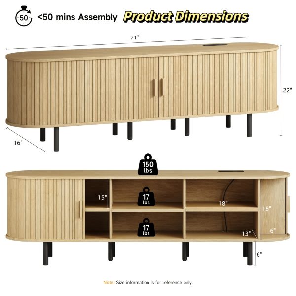 product-fancy-2da909c8-abbb-4670-bdbc-9c0a4a2c11d3 PAZCASA Wide Large TV Stand, Available in 86-inch/70.8-inch/55-inch Sizes, with Power Outlets, Suitable for 90-inch TVs. Sturdy and Durable Entertainment Center Featuring Adjustable Shelves, Sliding Doors, and Ample Storage Space. Modern Media