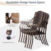 9pcs Cast Aluminum Outdoor Patio Dining Set - Ornate Scrollwork Design, Weather-Resistant Rust-Proof Frame, Oval Table And 8 Cushioned Chairs, Suitable for Garden, Backyard And Poolside Seating
