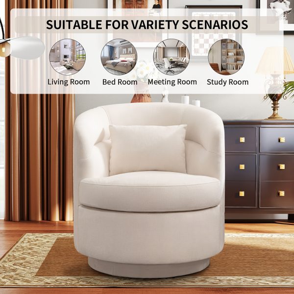 product-fancy-2df00f18-cc4e-4fe5-9cb2-9d7990c5323a-1 Beige Upholstered Swivel Chair with a Pillow, Perfect for Accenting Your Living Room, Bedroom, Or Reading Area
