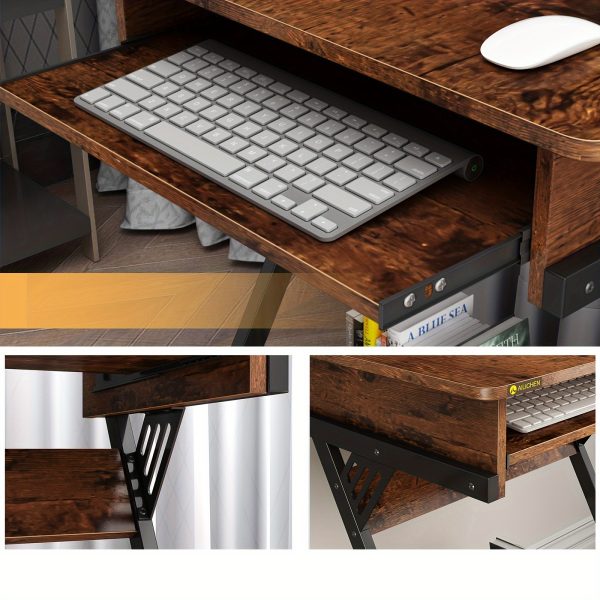product-fancy-2e2d0682-7ea0-4d4a-9f9c-faef222aac61 YQ FUNLIS Computer Desk Workstation With Smooth Keyboard Tray, Z-Shaped Study Writing Desk For Small Spaces Compact Table For Home Office, Small Computer Cart Mobile Laptop Cart