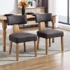 DMKAI Set Of 2 Farmhouse Rustic Dining Chairs - White Upholstered Low-Back Backrest, Natural Wood Frame with Hand-Carved Accents, Sturdy Tapered Legs for Dining Room & Kitchen