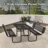 product-fancy-2e3779ae-59a9-47f3-b9a2-bd430344f93c 6-Person Outdoor Round Iron Picnic Table with Built-in Bench and Umbrella Hole, Suitable for Gardens, Courtyards, Patios, Lawns, Etc.