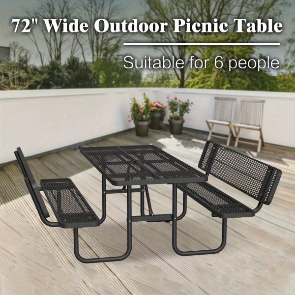 product-fancy-2e3779ae-59a9-47f3-b9a2-bd430344f93c 6-Person Outdoor Round Iron Picnic Table with Built-in Bench and Umbrella Hole, Suitable for Gardens, Courtyards, Patios, Lawns, Etc.